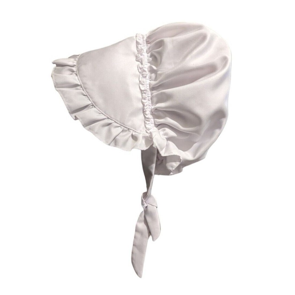 Making Believe Girls Basic Calico Pioneer Bonnet (White)  Size small Ruffles